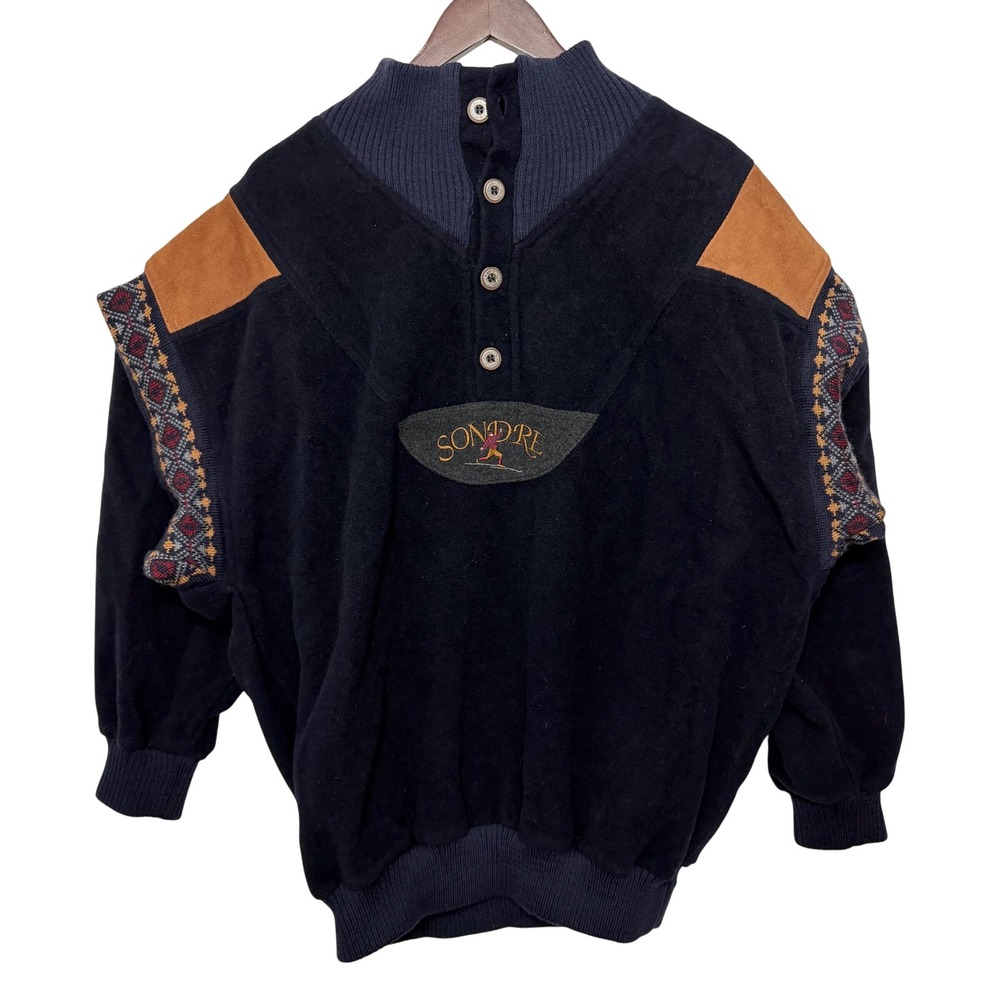 Sondre Vintage‎ Wool Blend Pullover Sweater Navy Blue Norwegian Design Mens